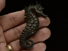 thumbnail of A c1970 Darkened Silver Seahorse Brooch on hand