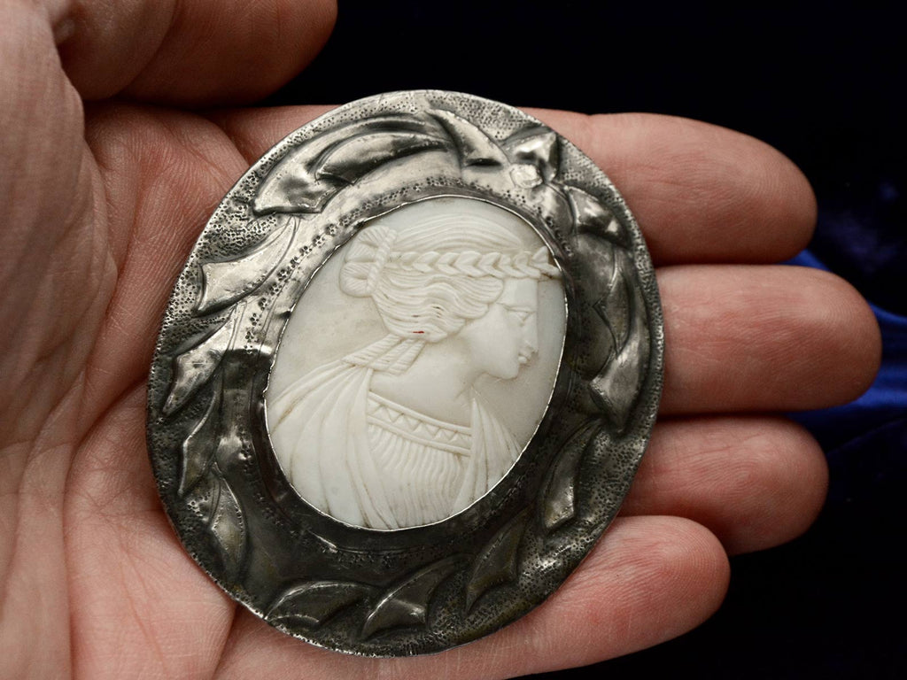 c1890 Shell Cameo Brooch (on hand for scale)