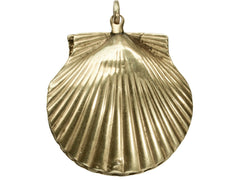 thumbnail of An antique Victorian scallop shell locket in gold, on white background