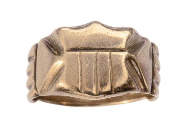 Front view of c1890 Shield Signet Ring (on white background)