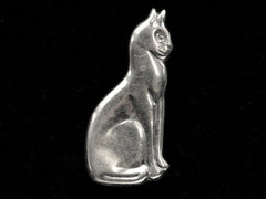 thumbnail of A vintage silver cat brooch shown on black background.