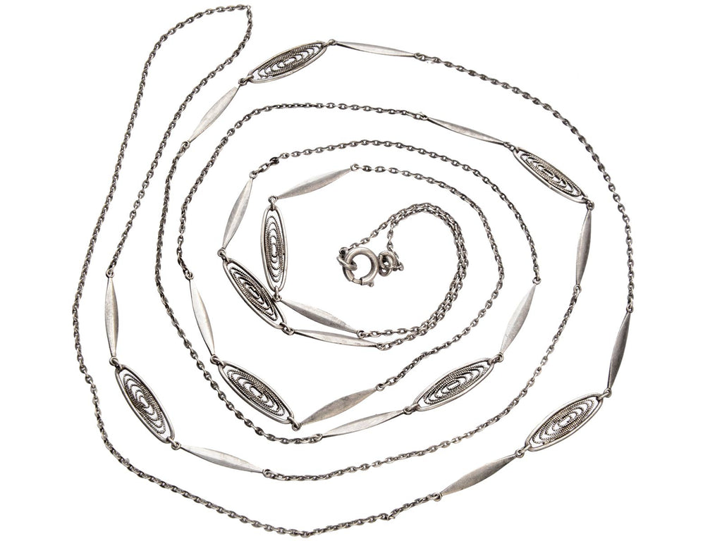c1900 Long Filigree Chain (on white backgound)
