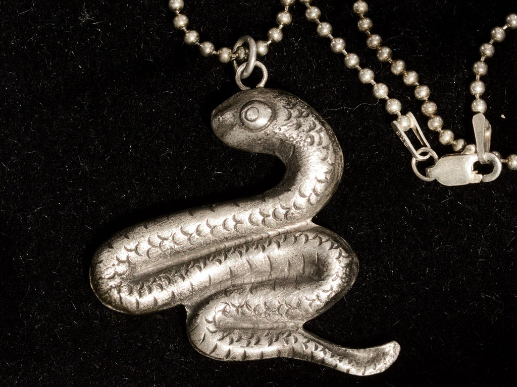 c1980 Silver Snake Necklace (on black background)