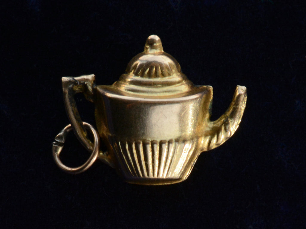 c1960 Gold Teapot Charm (on black background)