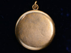 thumbnail of c1890 Rose Gold Colored Snake Locket with Diamond Head (reverse side shown on black background)