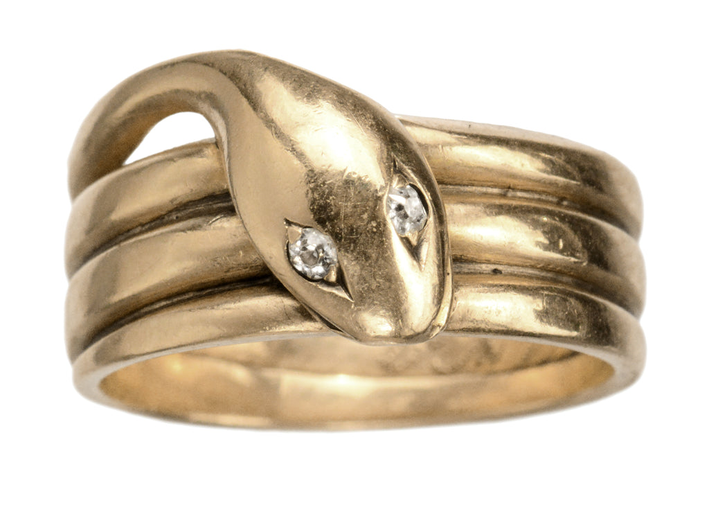 c1890 Diamond and Gold Snake Ring (on white background)