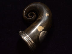 thumbnail of Elevated view of of c1811 Dark Brown Ram's Horn Snuff Box (shown on dark background)