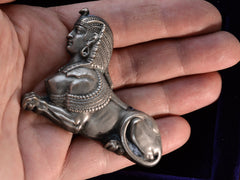thumbnail of c1870 Large Sphinx Brooch (on hand for scale)