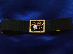 thumbnail of c1900 Spider Bracelet on Black Ribbon (shown on dark blue background)