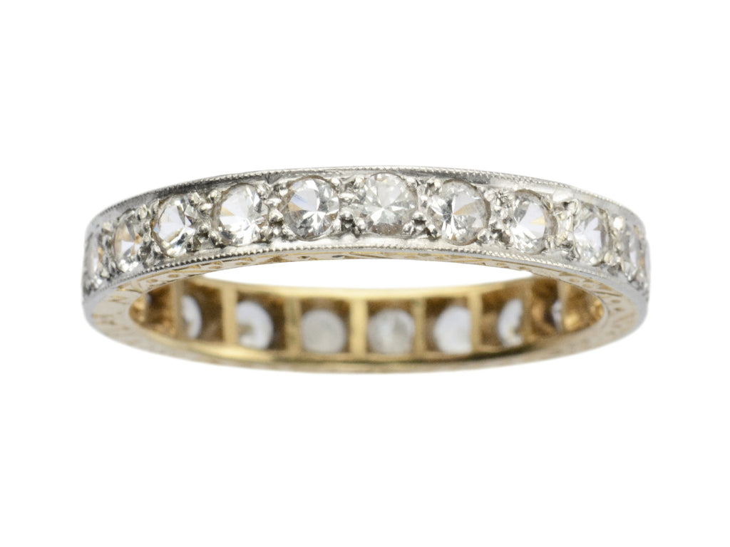 c1920 Gold and Platinum Eternity Band Set with White Spinels (on white background)