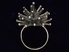 thumbnail of c1960 Silver Sputnik Ring (side profile view on black background)