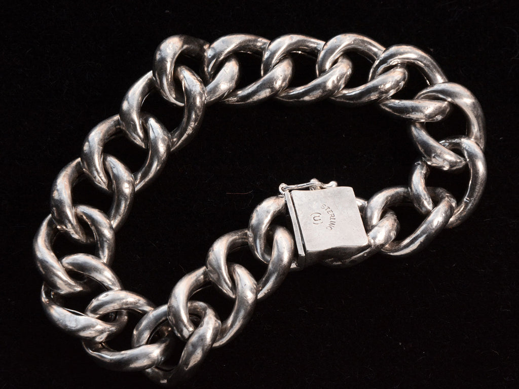 c1920 Silver Chain Bracelet (detail showing backside)