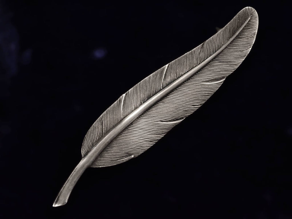 c1940 Silver Feather Pin (on black background)