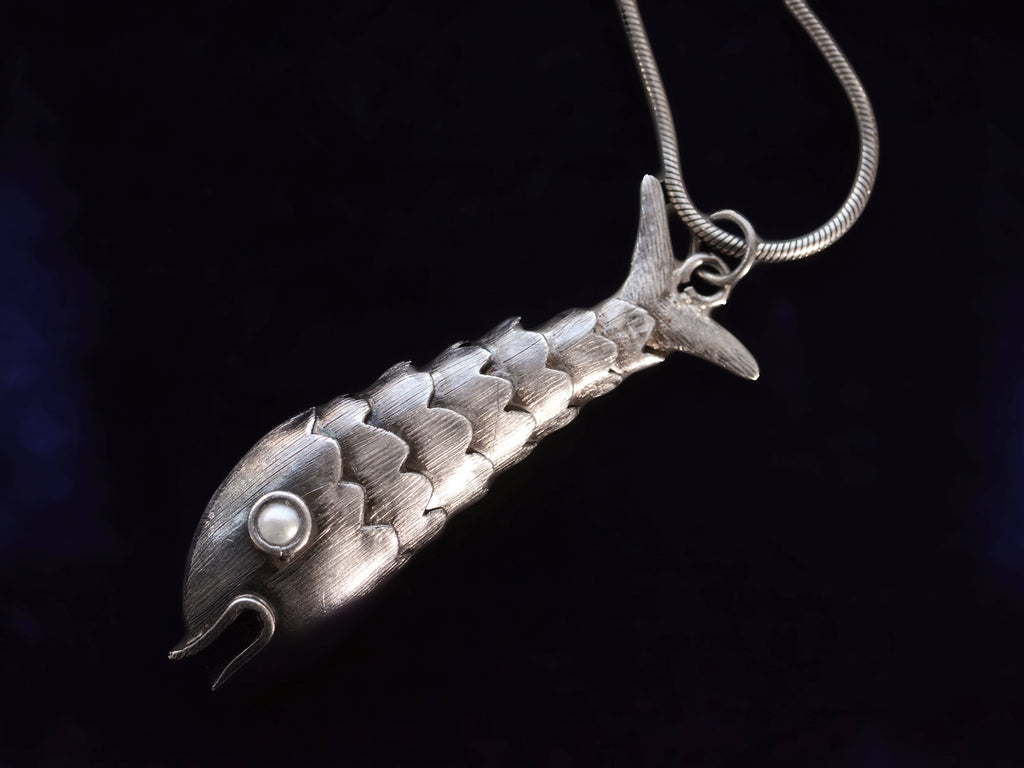 c1960 Articulated Fish Necklace (on black background)