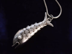 thumbnail of c1960 Articulated Fish Necklace (on black background)