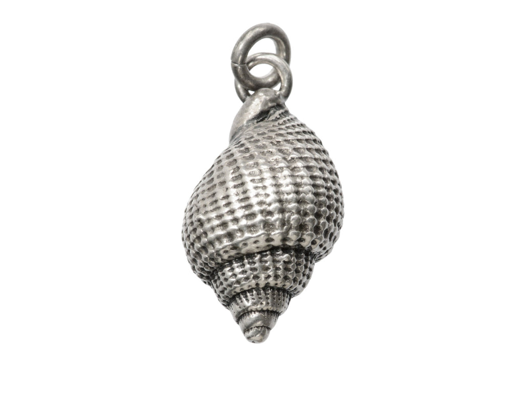 c1980 Silver Shell Charm on white background.