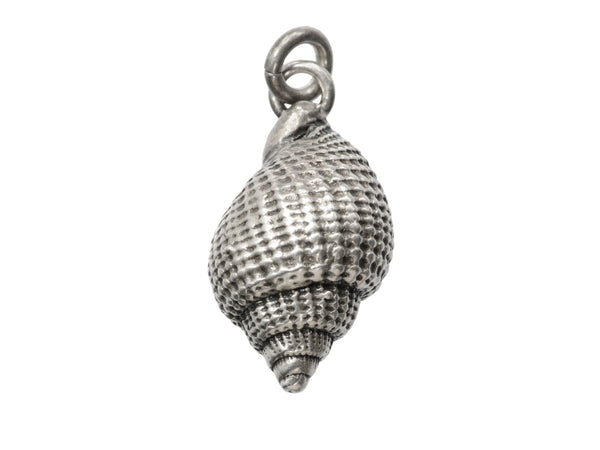 c1980 Silver Shell Charm on white background.