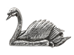 thumbnail of A sterling silver swan brooch on white background.