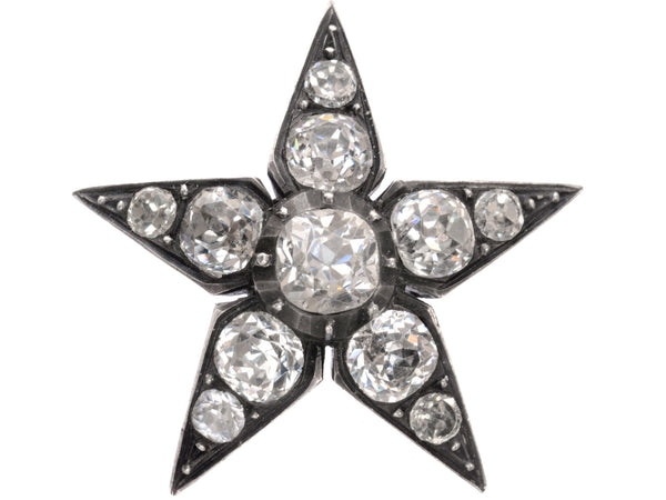 Front view of c1840 Paste Star Brooch (on white background)