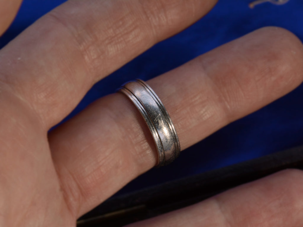 c1980 Striped Platinum Band (on finger for scale)