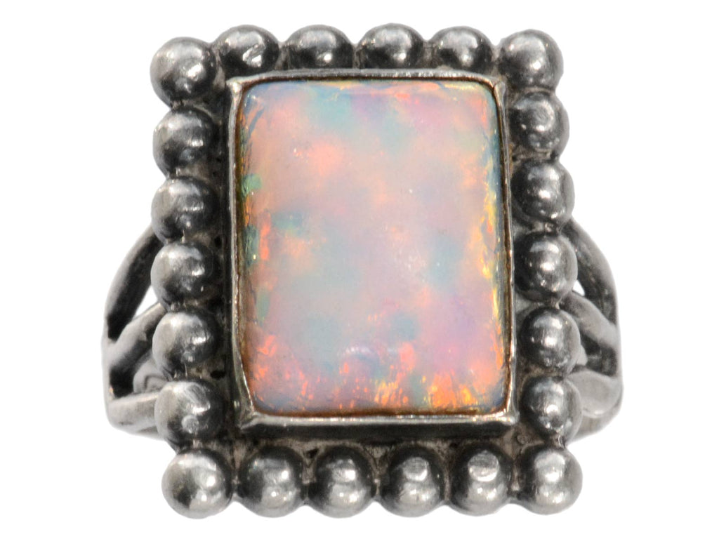 c1950 Faux Opal Silver Ring (on white background)