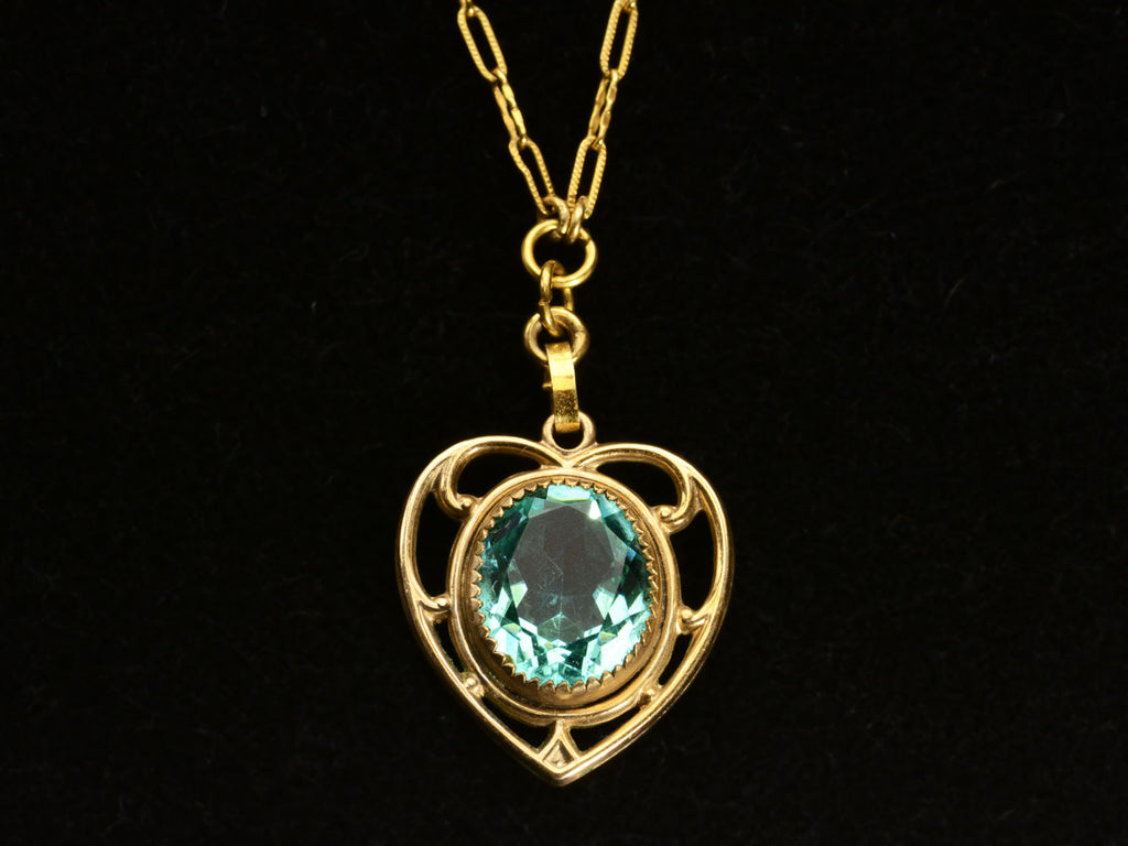 c1920 Deco Heart Necklace(on black background)