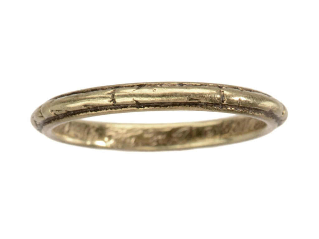 1921 Decorated 18K Yellow Gold Band (shown on white background)