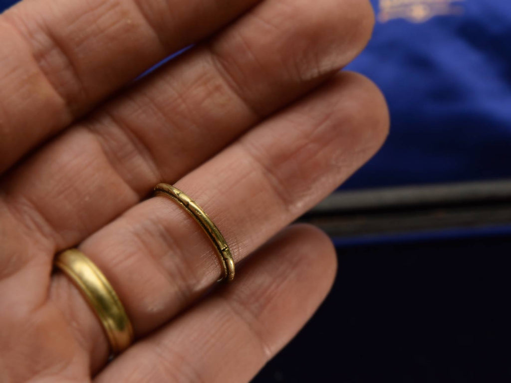 1921 Decorated 18K Yellow Gold Band (on hand for scale)