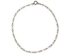 thumbnail of c1900 Thin Antique Chain of Alternating Links of Gilt Silver and Striped Niello (shown on white background)