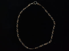 thumbnail of c1900 Thin Antique Chain of Alternating Links of Gilt Silver and Striped Niello (shown on black background)