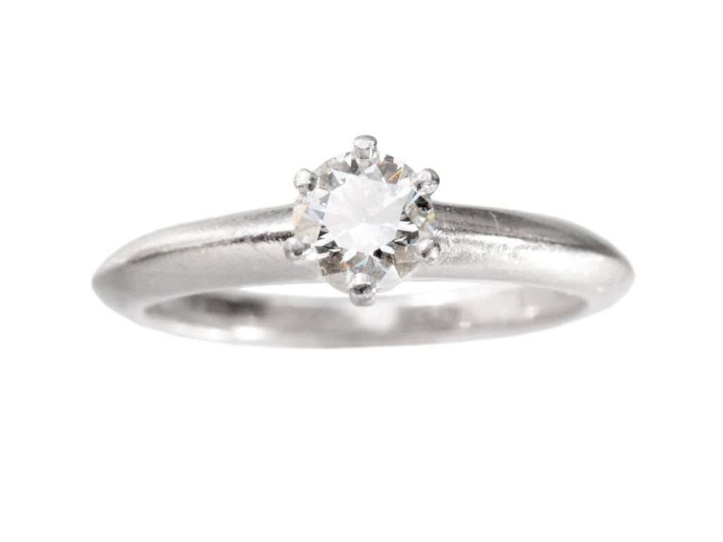 Estate Tiffany & Co Engagement Ring Solitaire in Platinum and 0.40ct Diamond (shown on white background)