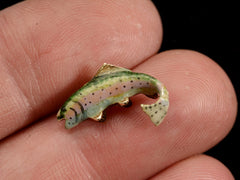 thumbnail of c1940 Tiffany Enamel Fish (on hand for scale)