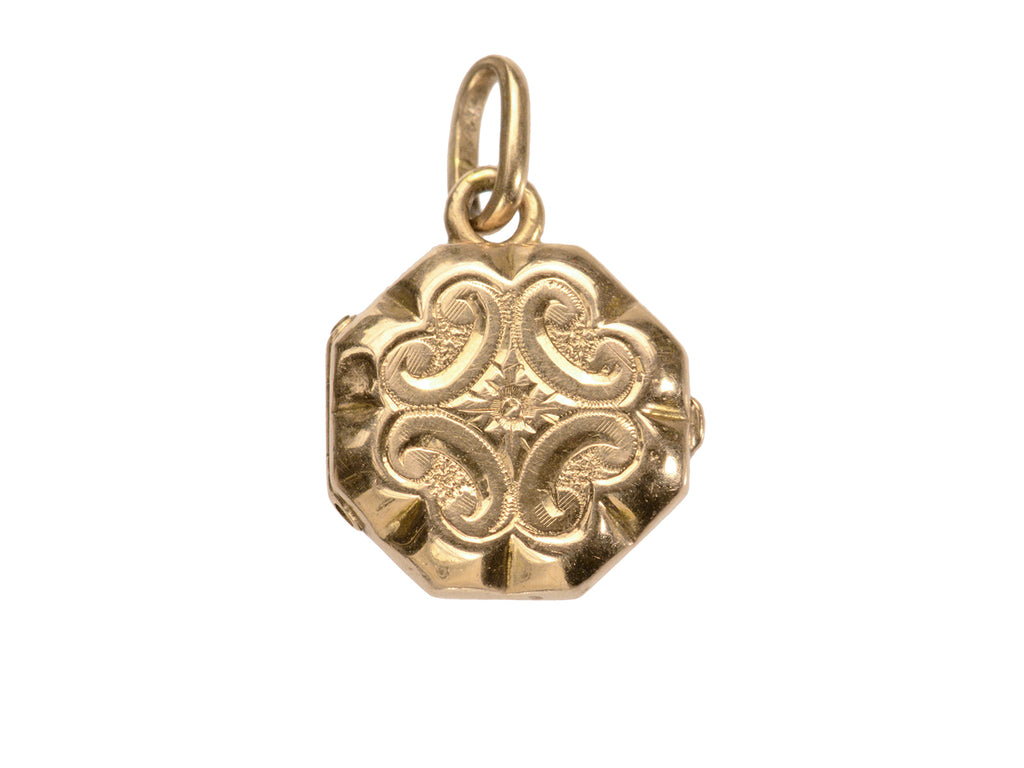 c1890 Tiny Gold Locket (on white background)