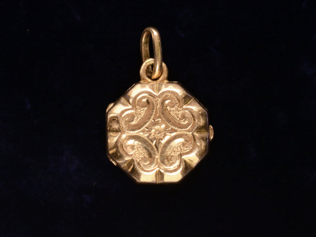 c1890 Tiny Gold Locket (on black background)