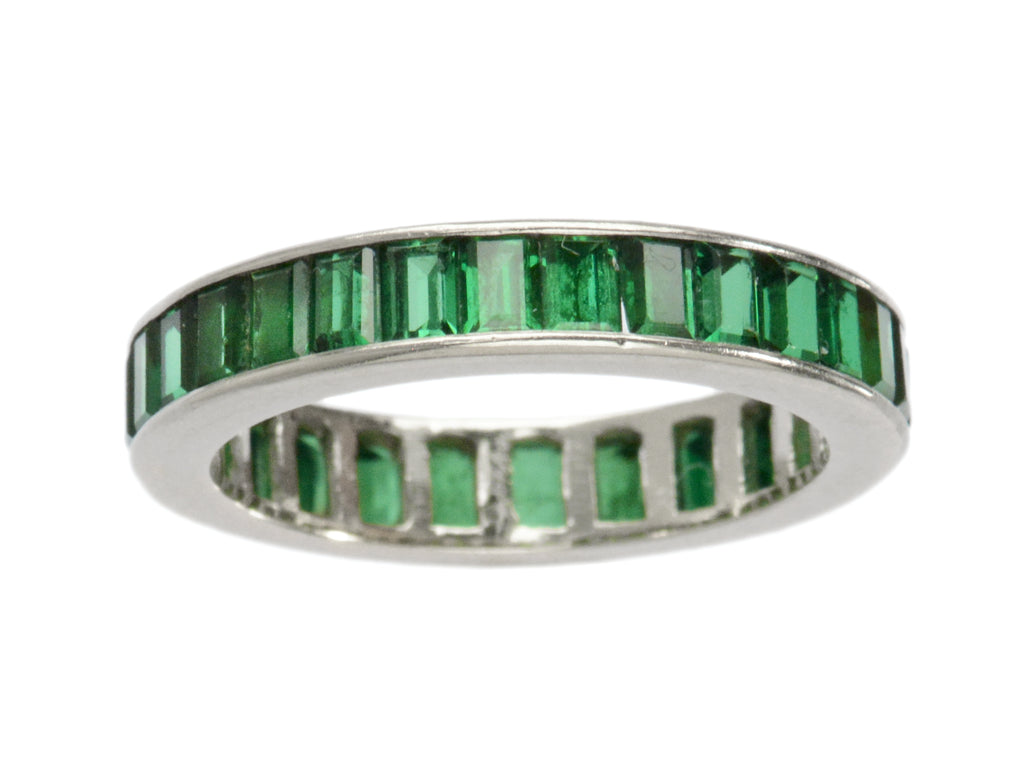 c1980 Green Tourmaline Eternity Band in White Gold (shown on white background)