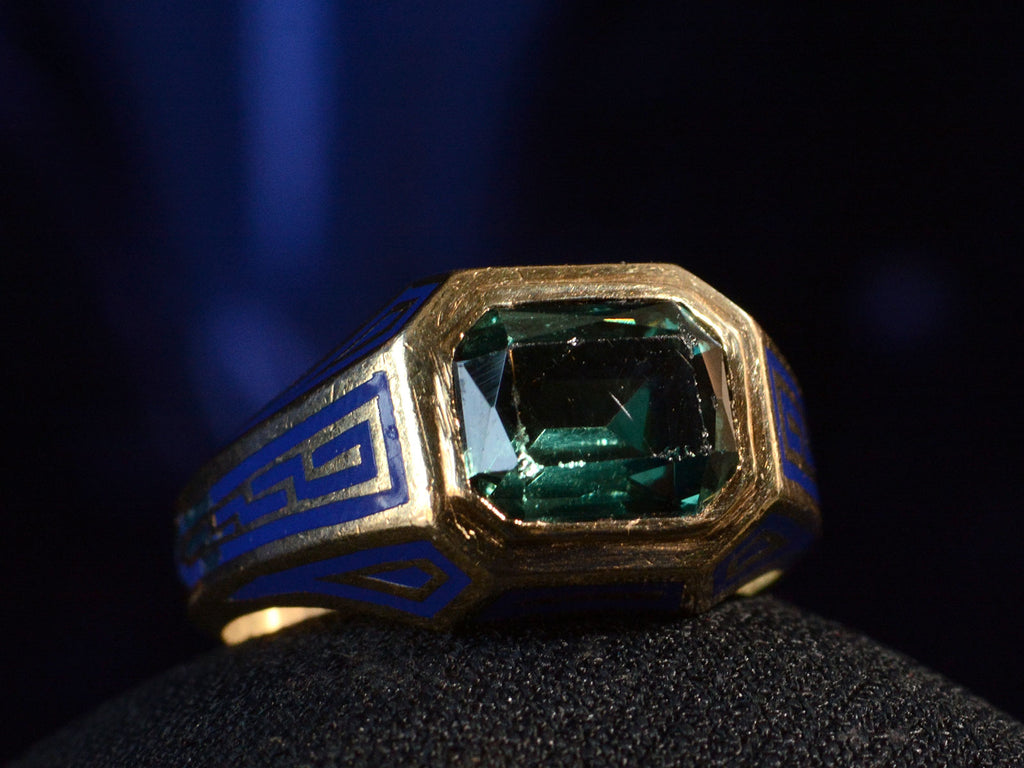 c1920 Enamel & Tourmaline Ring (detail)