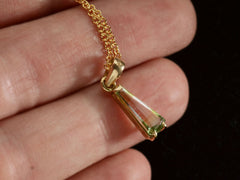 thumbnail of c1980 Green and White Tourmaline Pendant in Yellow Gold. 18K stamp visible. On hand.