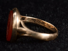thumbnail of Detail view of the inscription inside an orange carnelian ring reading "Father Died Dec 19, 1891."