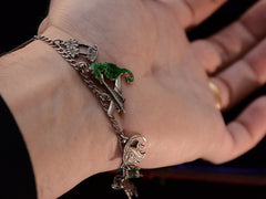 thumbnail of c1950 Tropical Charm Bracelet (on wrist for scale)