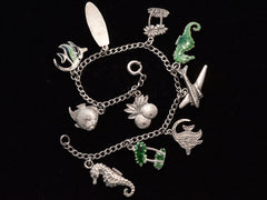 thumbnail of c1950 Tropical Charm Bracelet (shown open on black background)