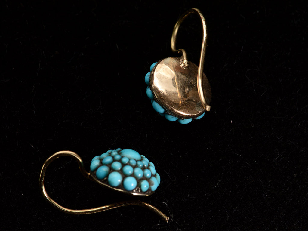 c1880 Turquoise Cluster Earrings (backside)