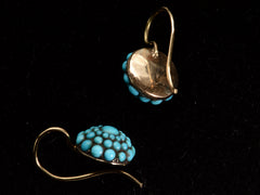 thumbnail of c1880 Turquoise Cluster Earrings (backside)