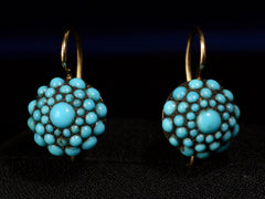 thumbnail of c1880 Turquoise Cluster Earrings (on black background)