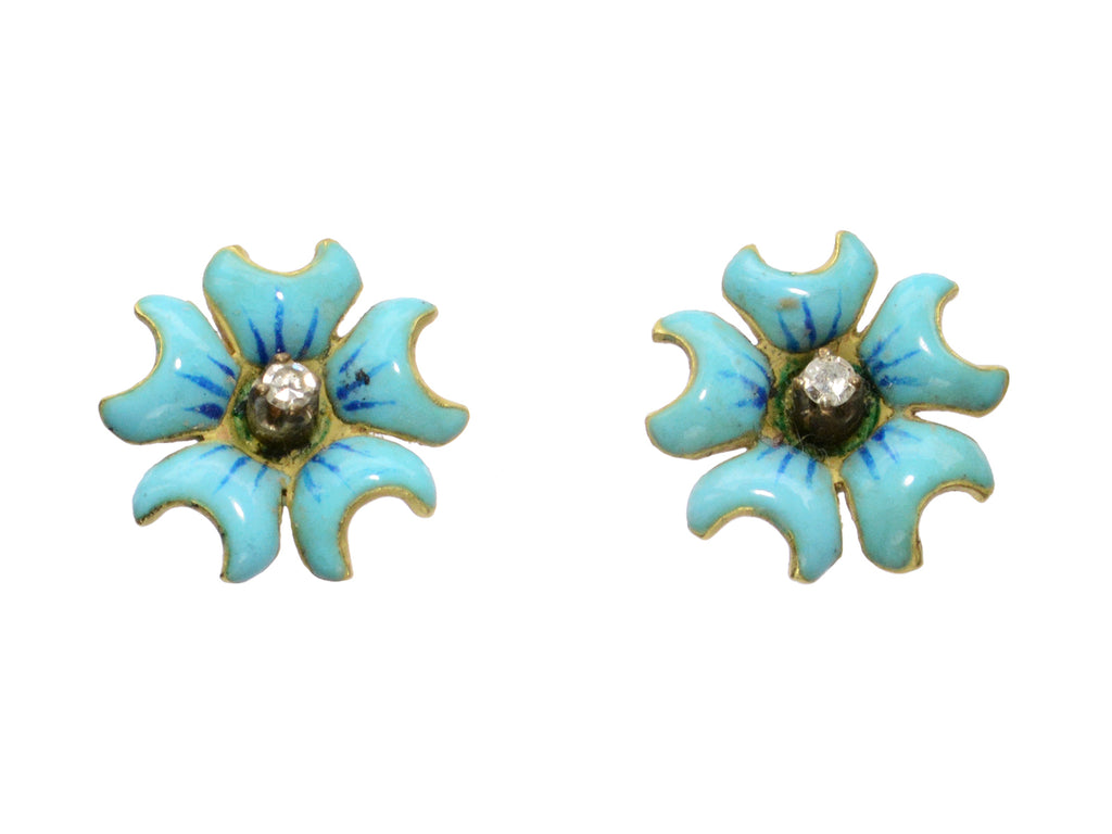c1910 Turquoise Flower Studs (on white background)