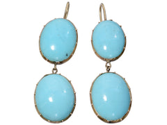 thumbnail of c1890 Oval Turquoise Glass Drop Earrings, shown on white background