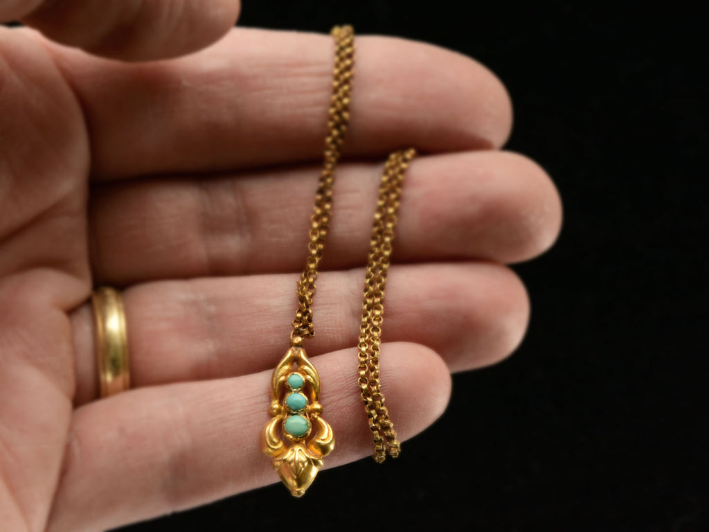 c1860 Turquoise Pendant (on hand for scale)