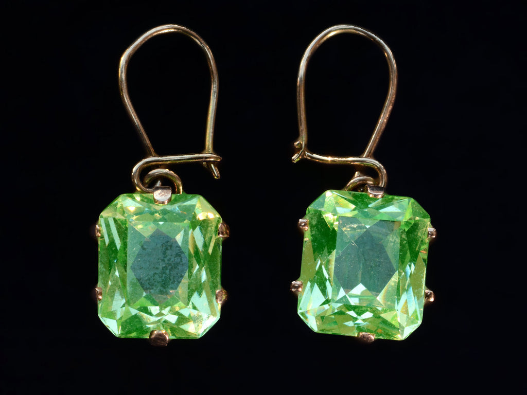 c1940 Uranium Glass Earrings (on black background)