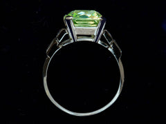 thumbnail of Side profile of c1930 Uranium Glass White Gold Ring (on black background)