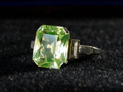 thumbnail of Right angle view of c1930 Uranium Glass White Gold Ring (on black background)