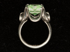 thumbnail of Side profile of c1940 Rectangular Uranium Glass and Silver Ring on black background.